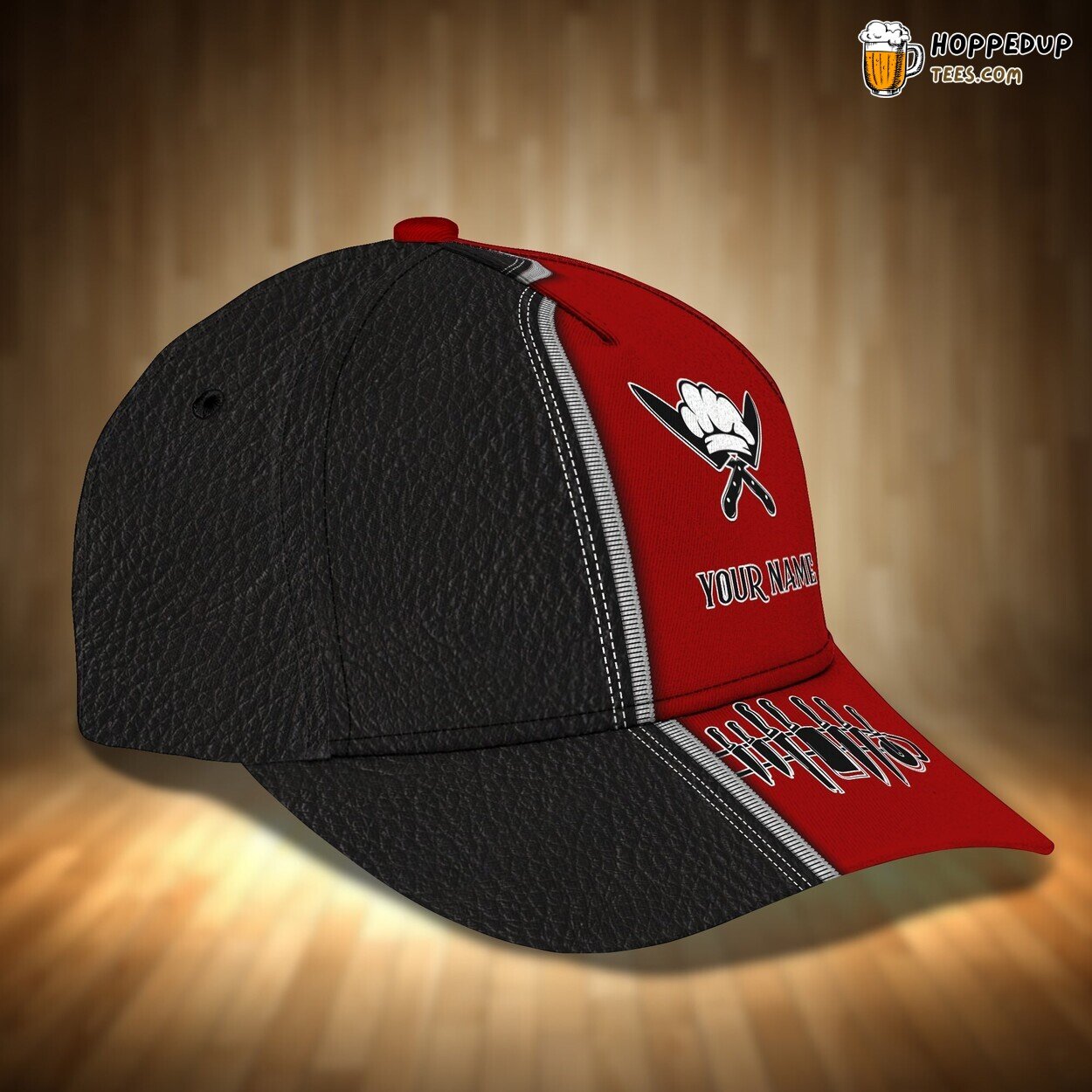 3D Classic Cap Chef Pride Black Red Personalized Culinary Hat Design 3D Classic Cap Chef Pride Black Red Personalized Culinary Hat Design