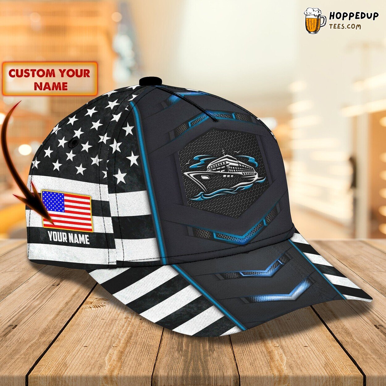 3D Classic Cap Cruise Lovers Ocean Voyage Personalized Name Classic Hat Design