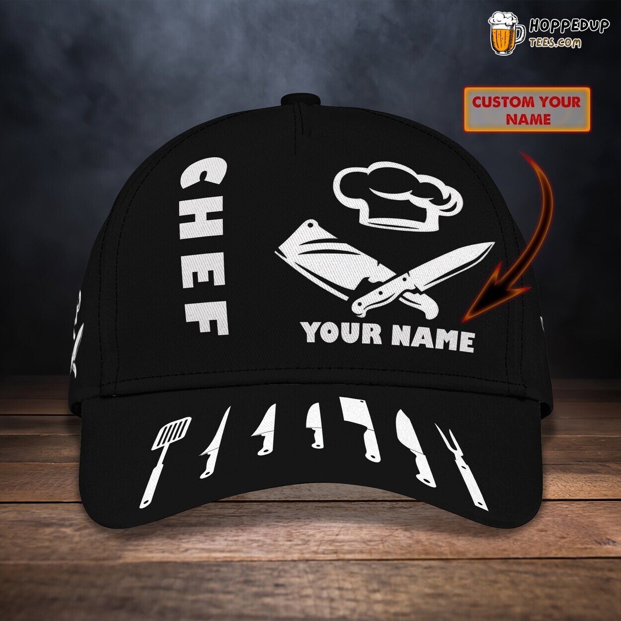 3D Classic Cap Culinary Artist Chef Personalized Name Hat Design