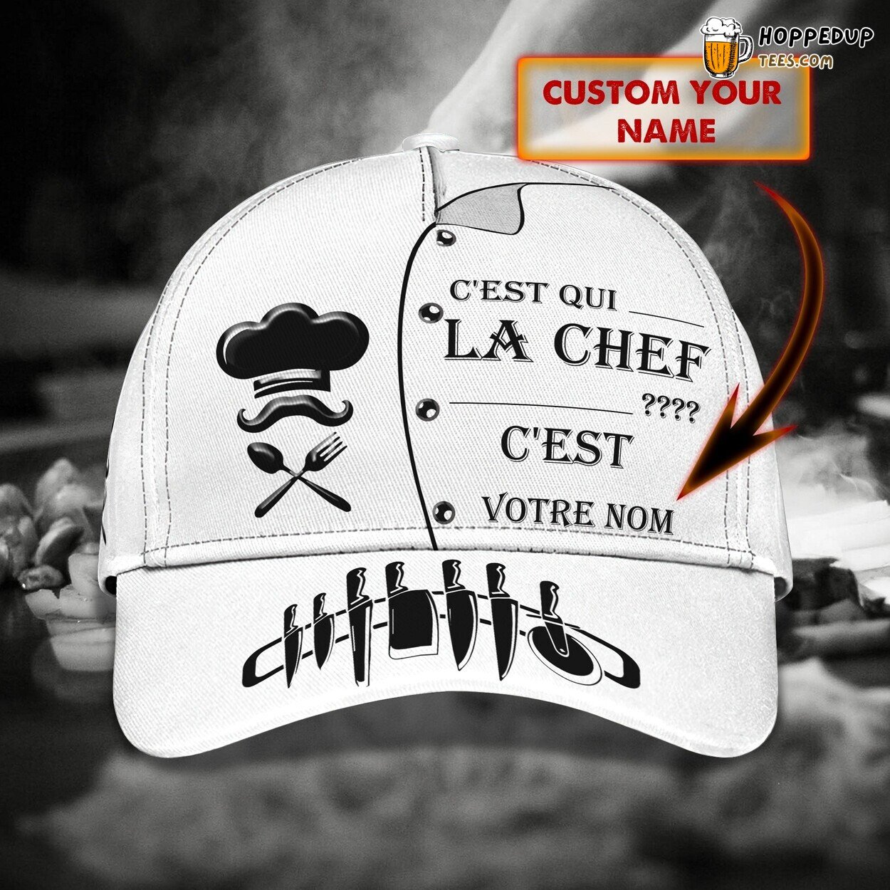 3D Classic Cap Culinary Chef Personalized Name Unique Hat Design