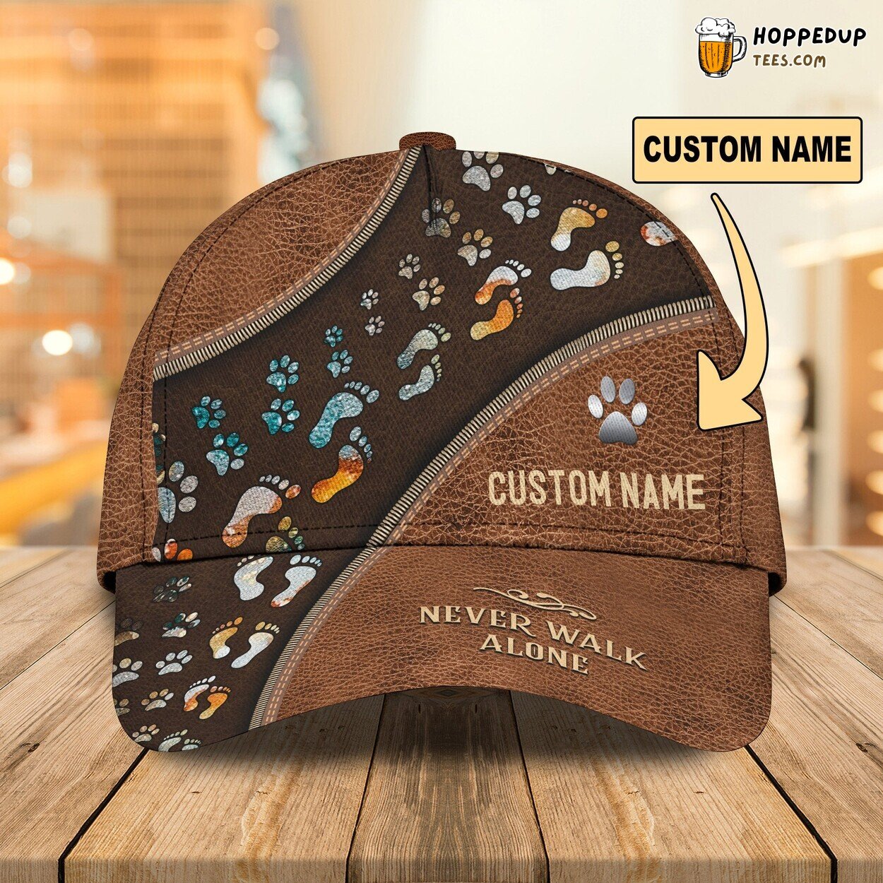 3D Classic Cap Custom Name Never Walk Alone Paws Personalized Design