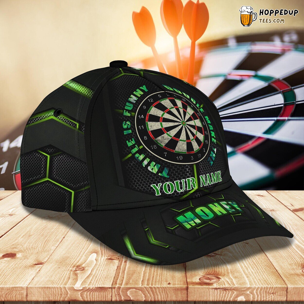 3D Classic Cap Darts Green Personalized Name Stylish Unique Model Look