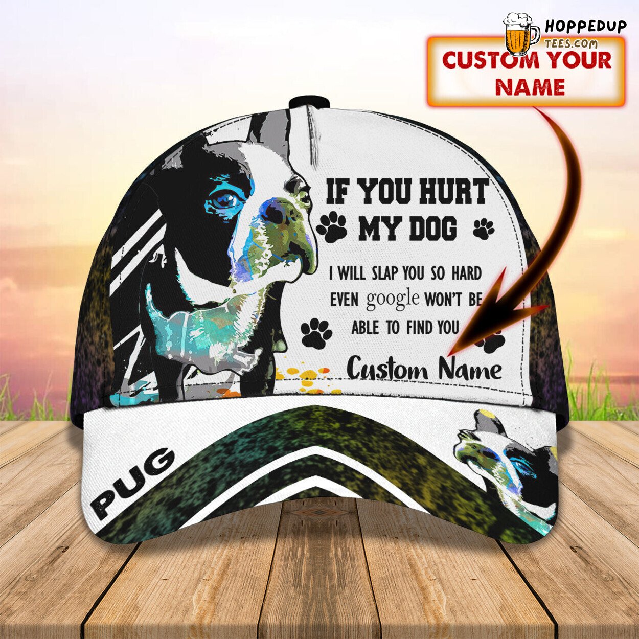 3D Classic Cap Devoted to My Pug Dog Personalized Name Stylish Unique Design