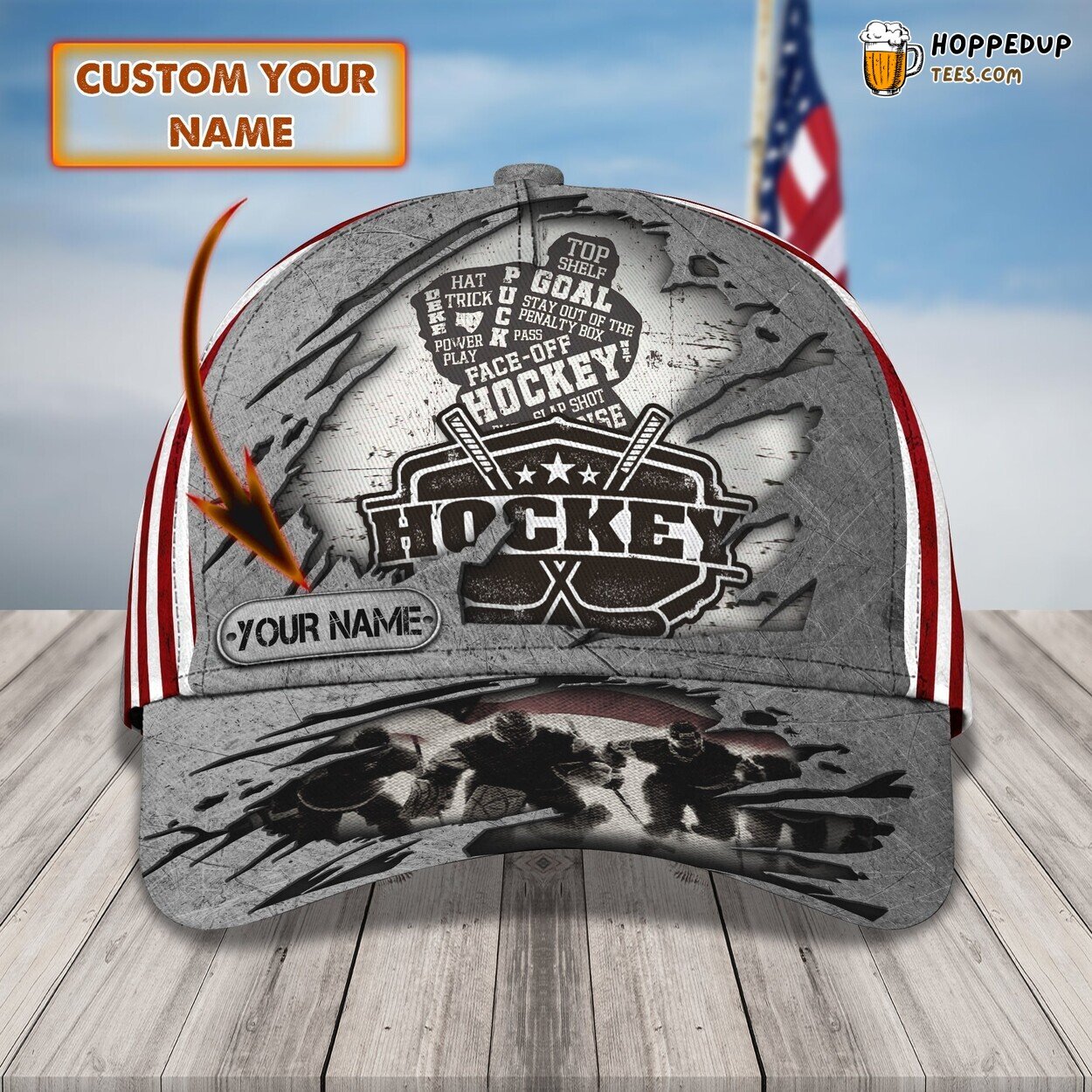 3D Classic Cap Dive into the Hockey Game Personalized Name Hat Design Series