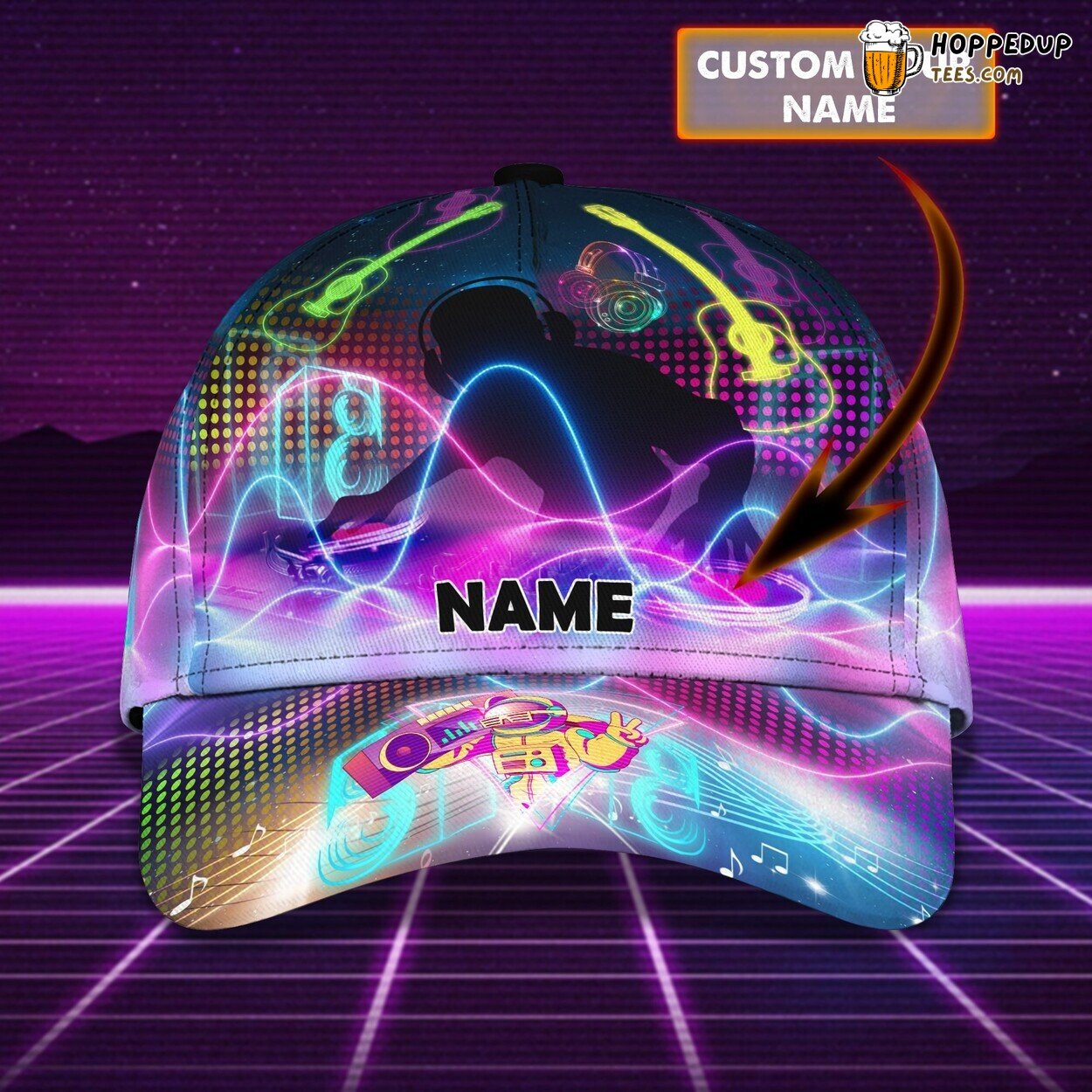3D Classic Cap DJ Rhythms Passion Personalized Name Music Hat Design