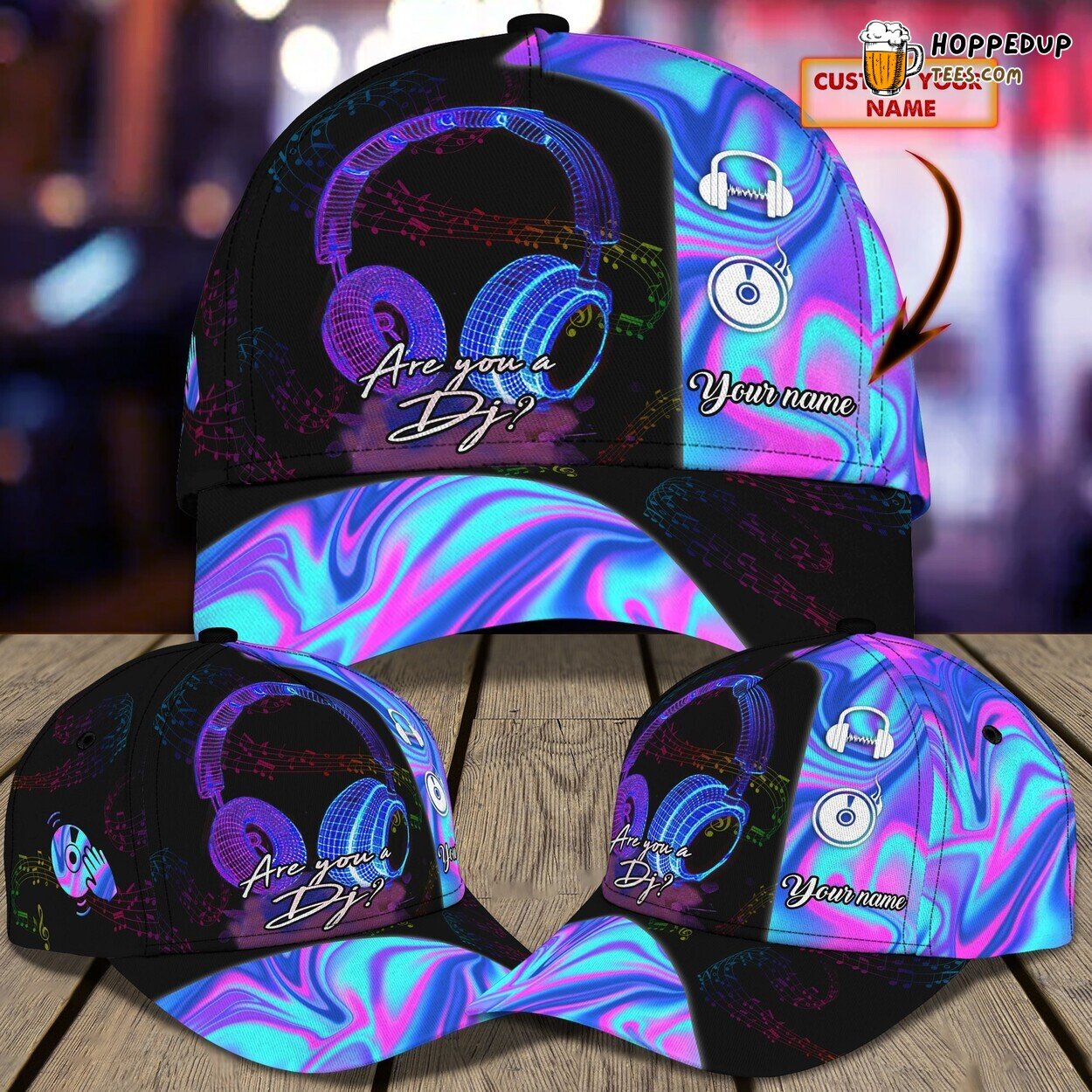 3D Classic Cap DJ Rhythms Personalized Name Music Hat Enthusiast