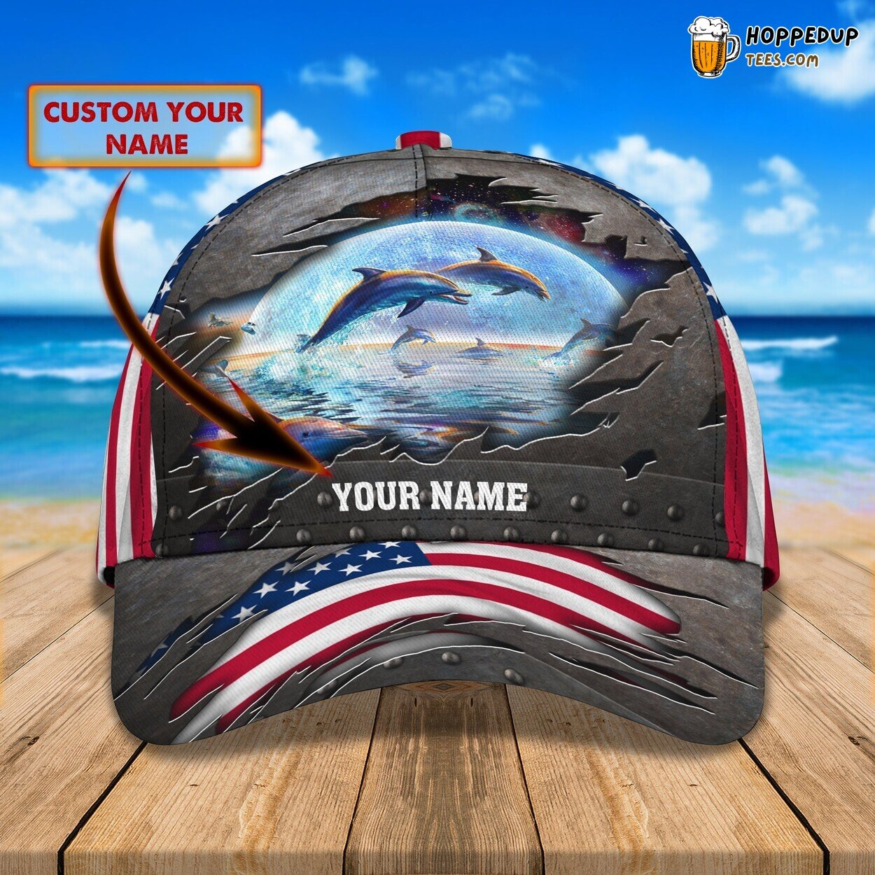 3D Classic Cap Dolphin Majestic Beauty Personalized Name Unique Hat Tribute