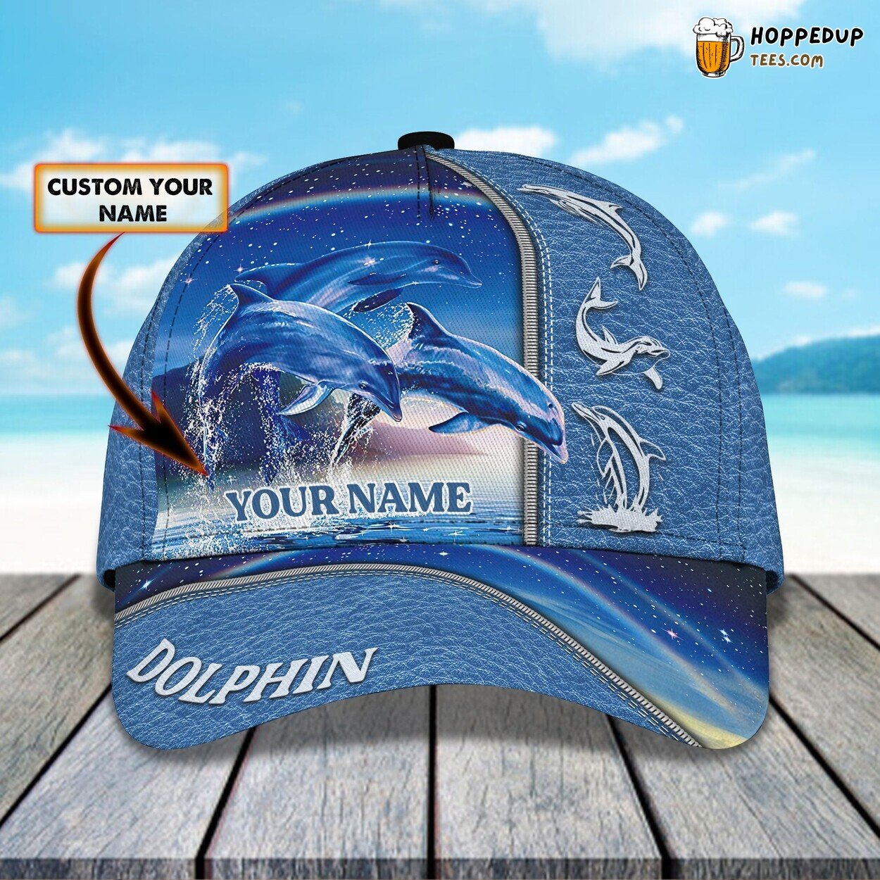 3D Classic Cap Dolphin Ocean Lovers Personalized Name Hat Unique Experience
