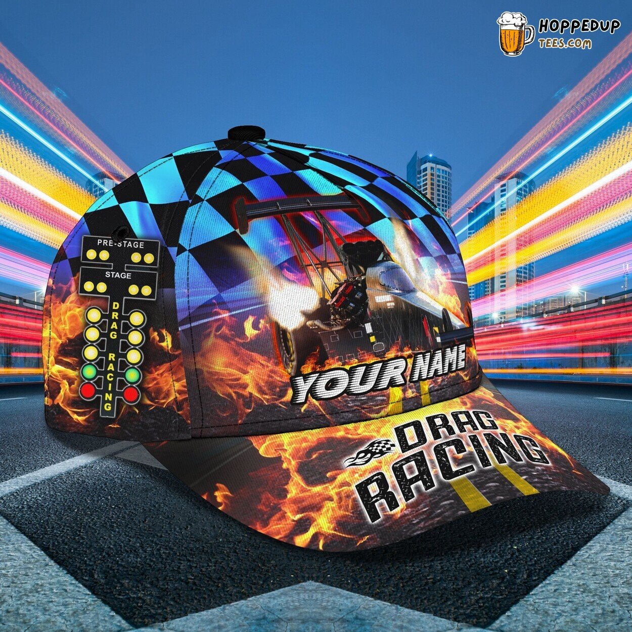 3D Classic Cap Drag Racing Thrill Personalized Name Hat Experience