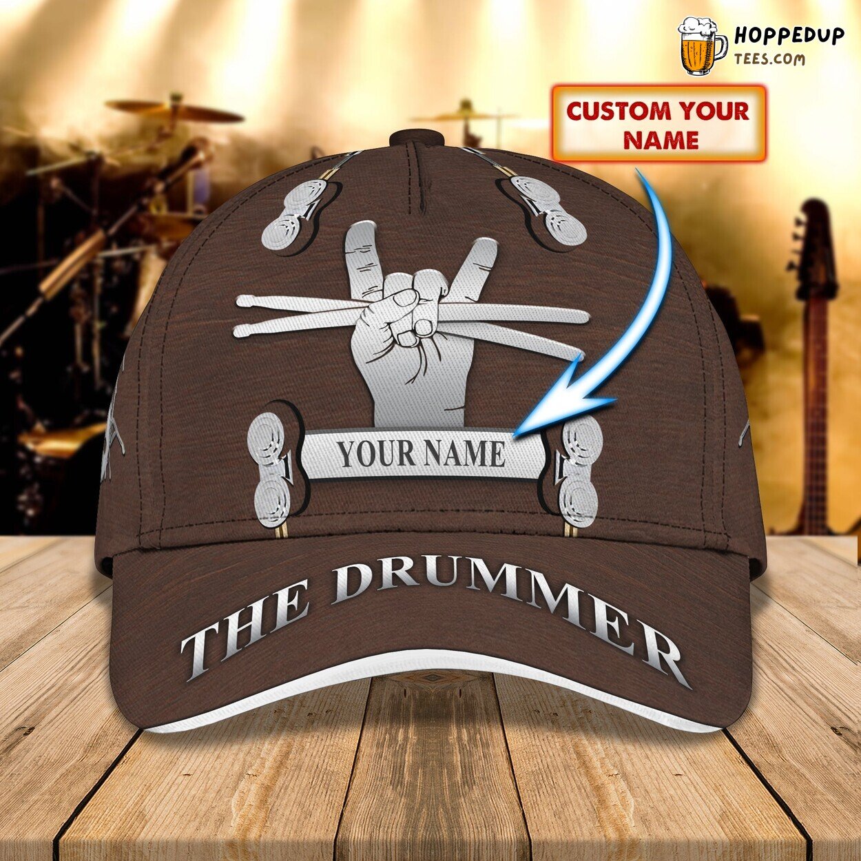 3D Classic Cap Drum Beat Personalized Name Music Enthusiast Hat 3D Classic Cap Drum Beat Personalized Name Music Enthusiast Hat