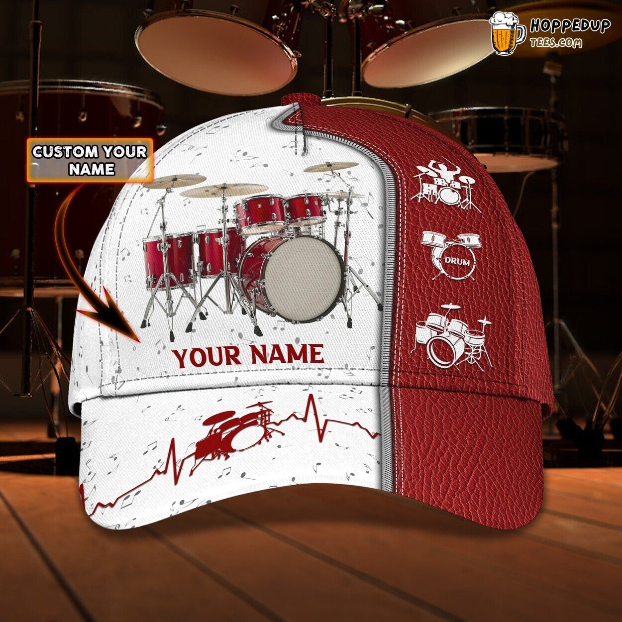 3D Classic Cap Drum Lovers Rhythm Personalized Name Hat Unique Experience