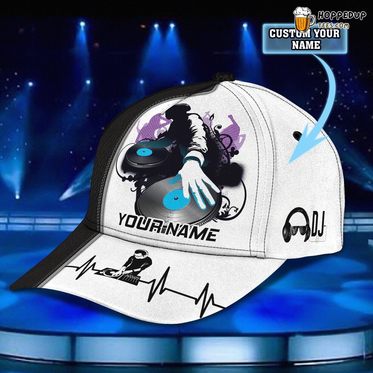 3D Classic Cap Dual DJ Music Enthusiast Personalized Name Beat Hat
