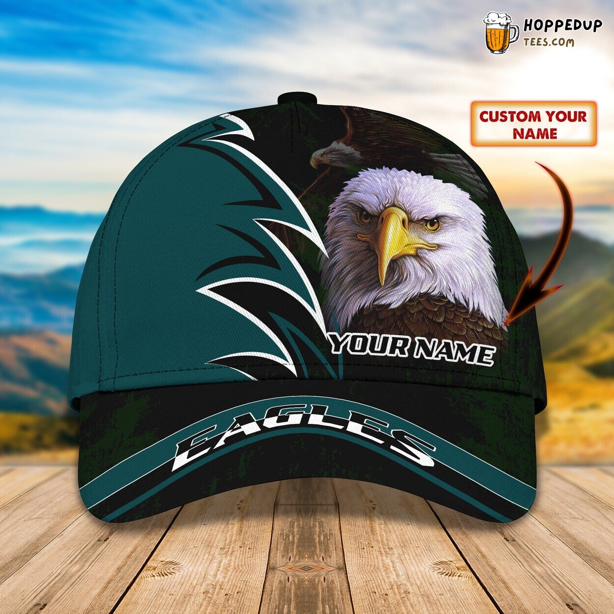 3D Classic Cap Eagles Majestic Flight Personalized Name Unique Hat Design