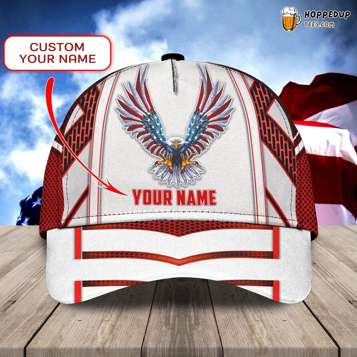 3D Classic Cap Embracing American Eagle Distinct Hat Personalized Name Love