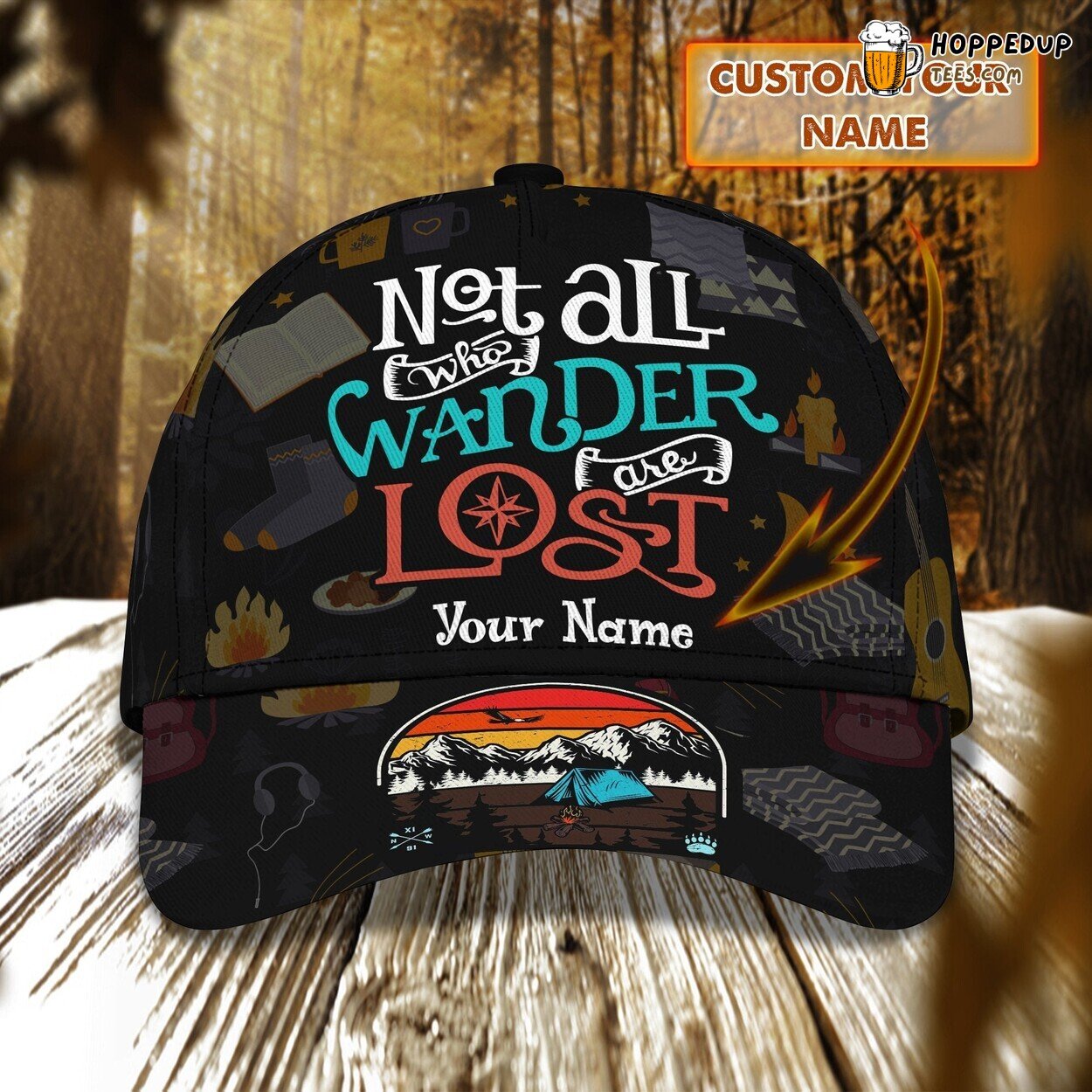 3D Classic Cap Embracing Camping Personalized Name Hat Unique Tribute Series