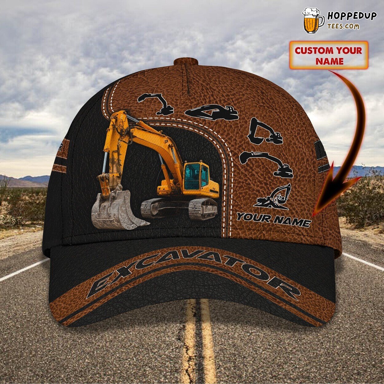 3D Classic Cap Excavator Mastery Personalized Name Hat Tribute