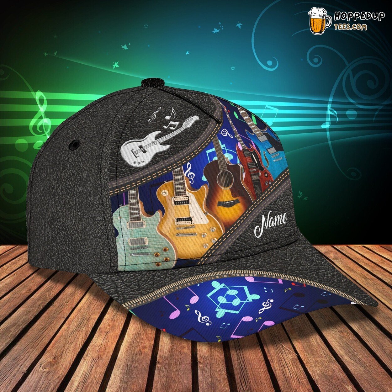 3D Classic Cap Expressing Guitar Passion Personalized Name Unique Hat Design