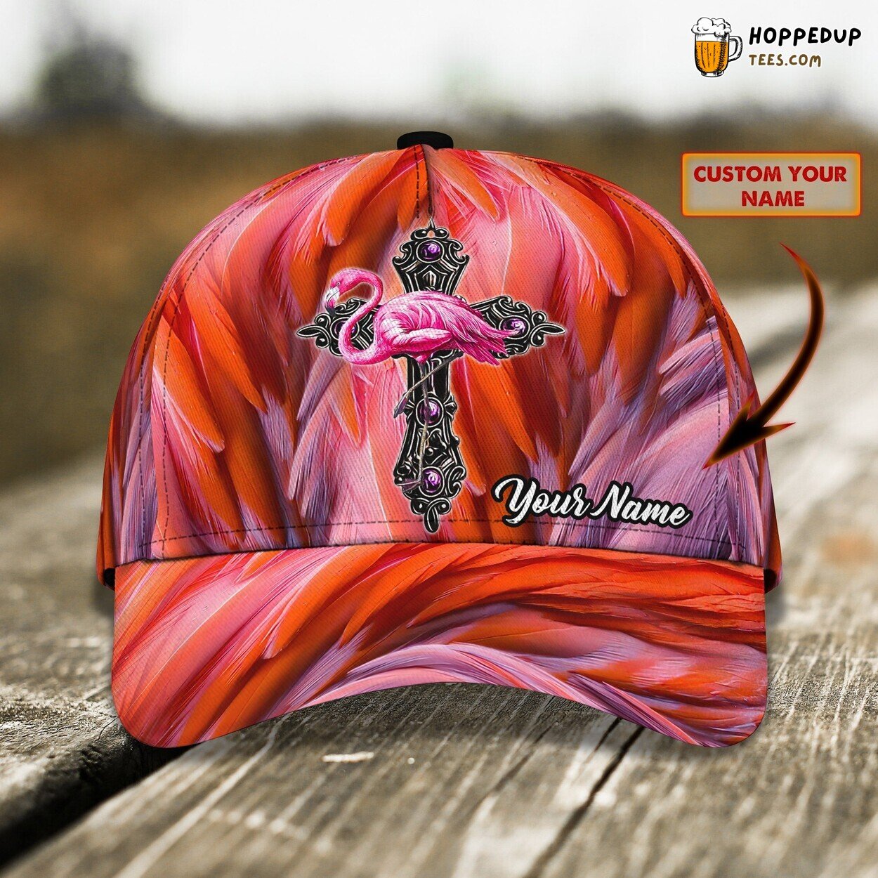 3D Classic Cap Flamingo Cross Theme Personalized Name Stylish Unique Premium Trend