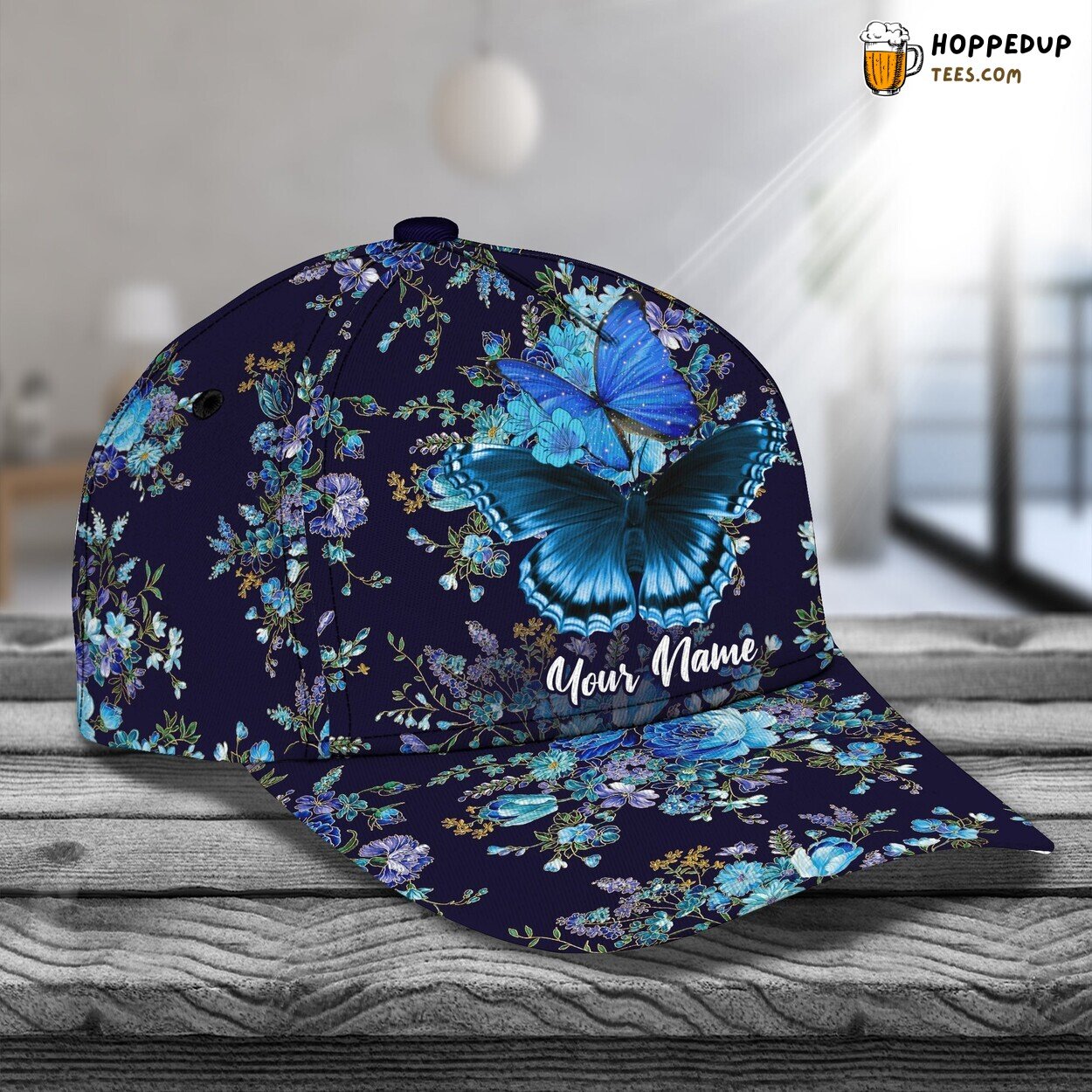 3D Classic Cap Fluttering Butterfly Personalized Name Unique Hat Design
