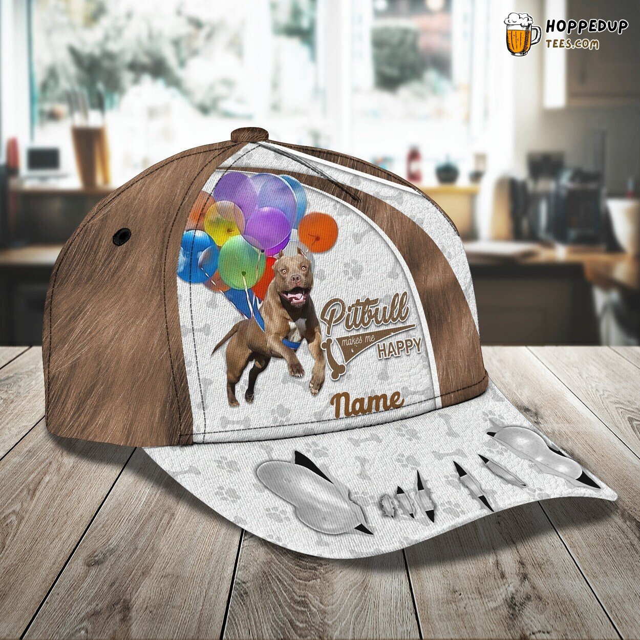 3D Classic Cap Flying Pitbull Personalized Name Unique Quality Look Model