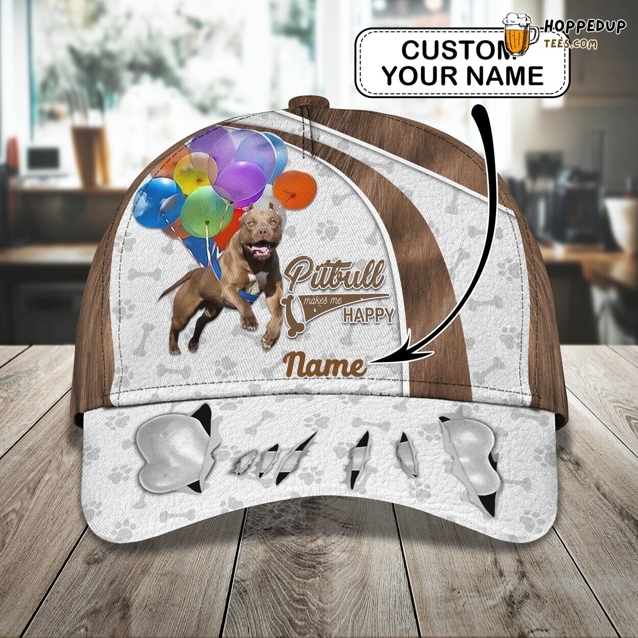 3D Classic Cap Flying Pitbull Personalized Name Unique Quality Look Model