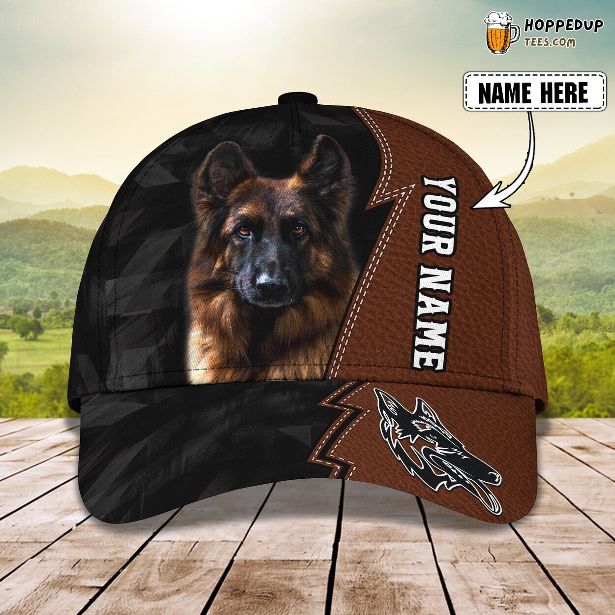 3D Classic Cap German Shepherd Personalized Name Elegant Unique Design
