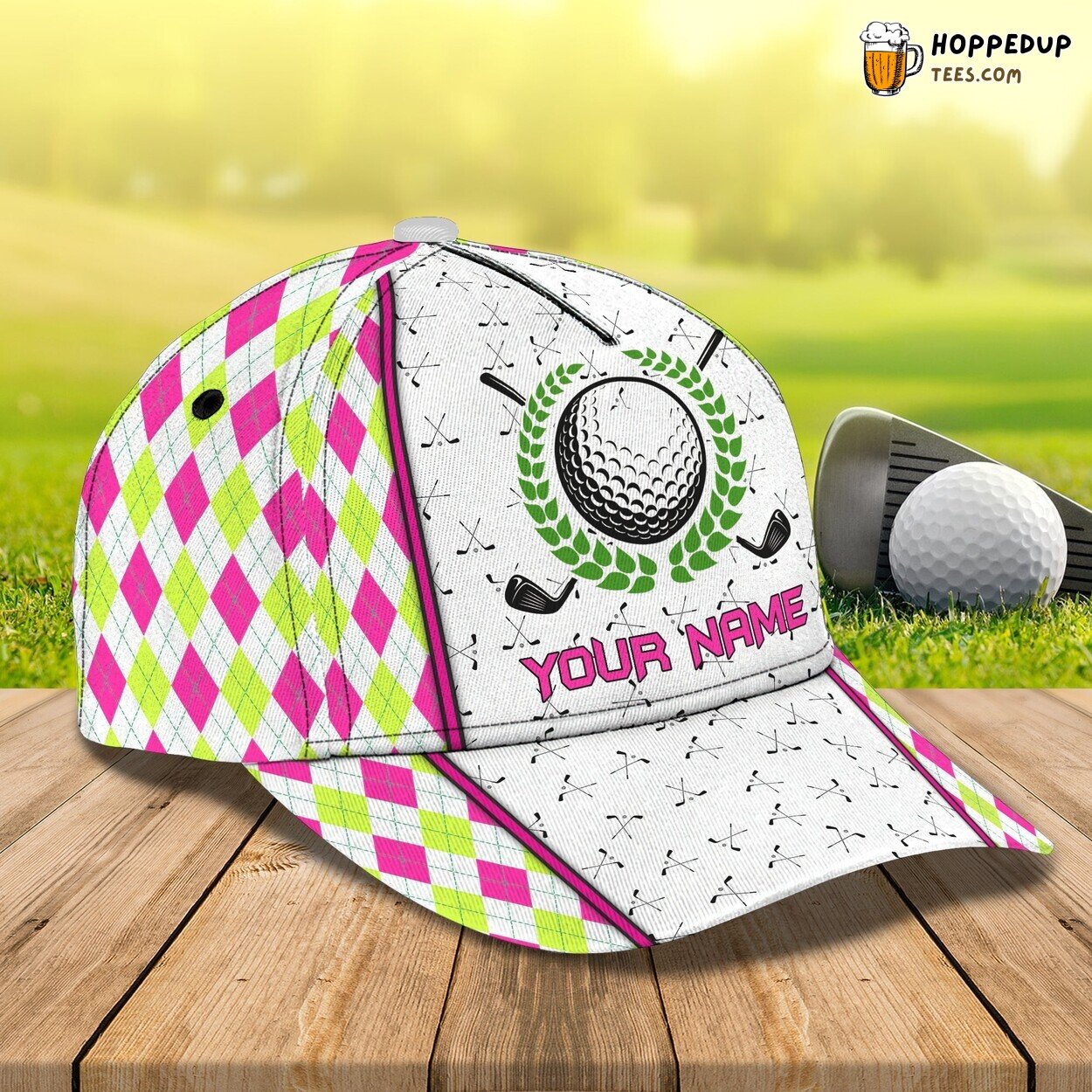 3D Classic Cap Golf Themed Personalized Name Commemorative Design