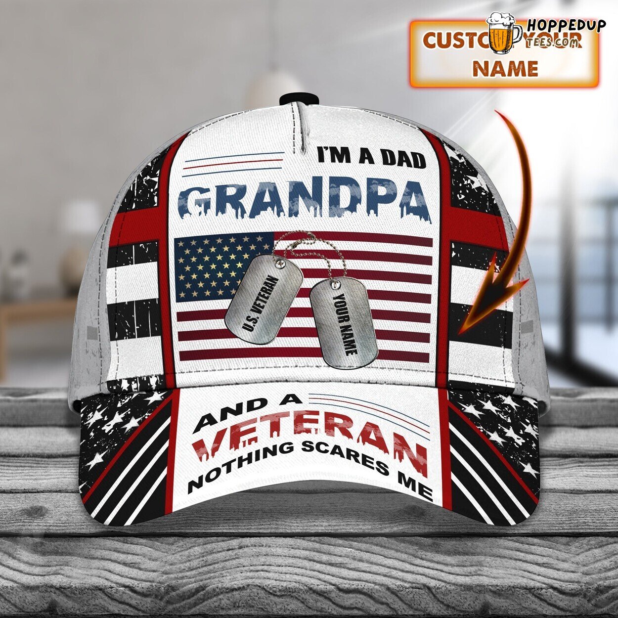 3D Classic Cap Grandpa Dad Veteran Personalized Name Classic Hat Design Tribute
