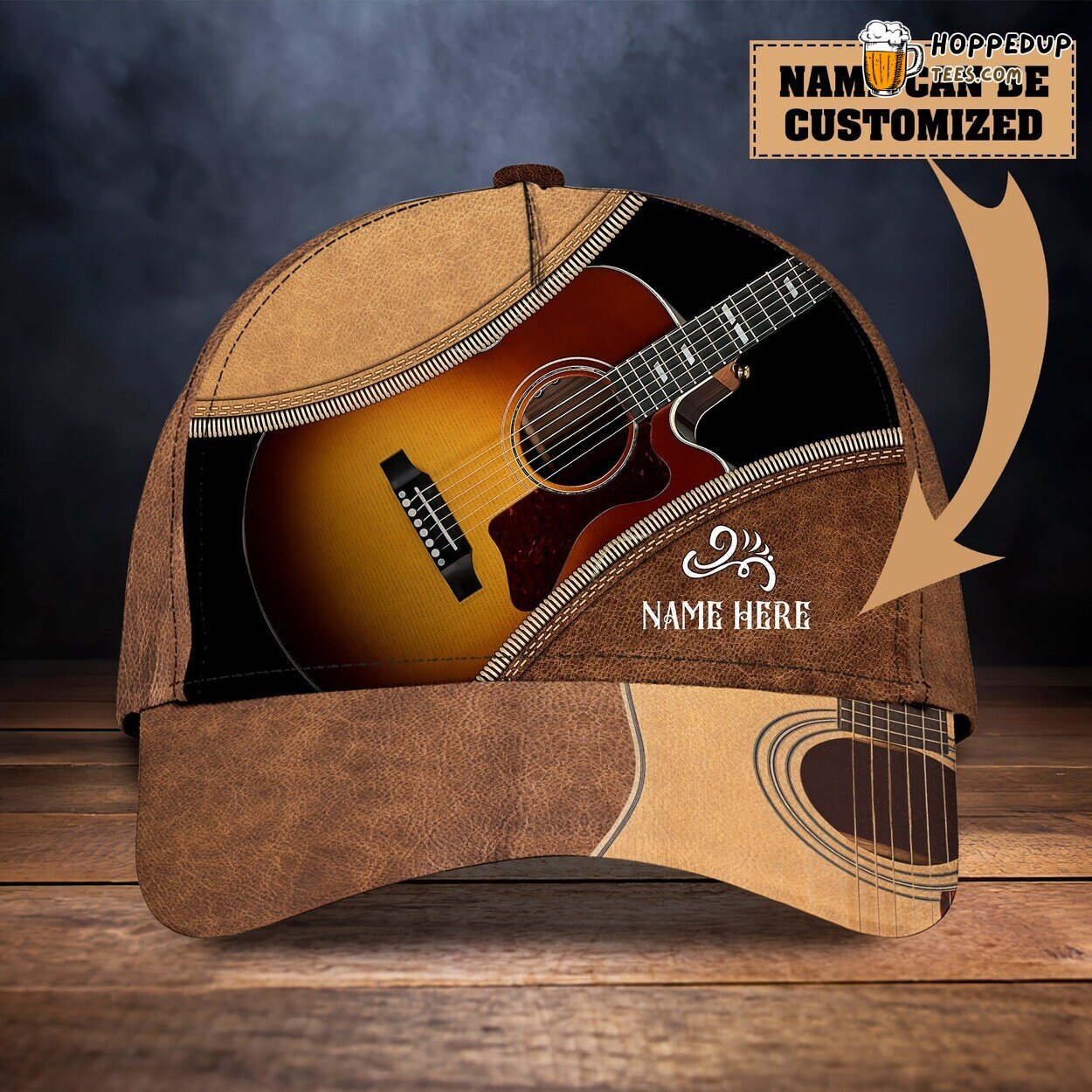 3D Classic Cap Guitar Custom Enthusiast Personalized Name Hat Design