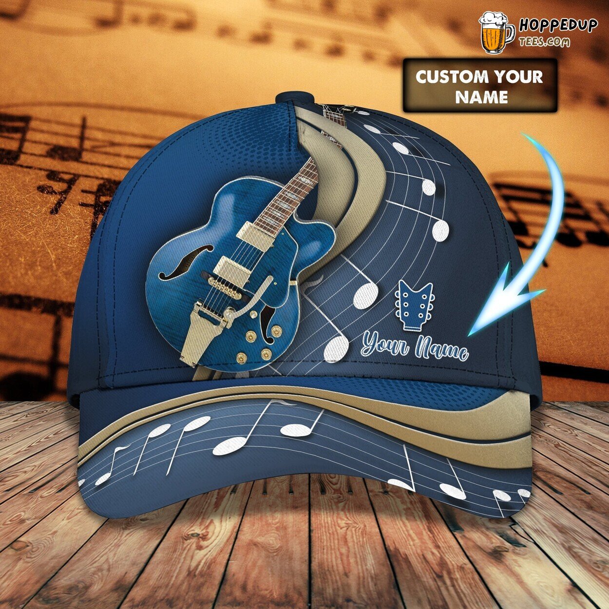 3D Classic Cap Guitar Enthusiast Series Personalized Name Classic Hat Tribute