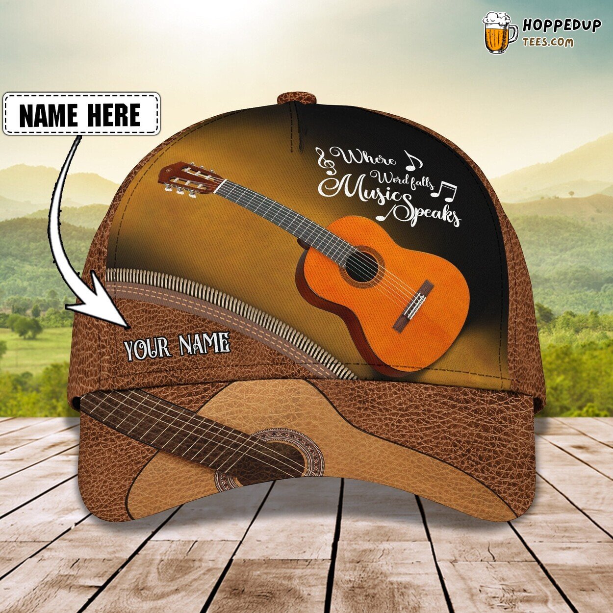 3D Classic Cap Guitar Melody Series Personalized Name Classic Hat Design Tribute