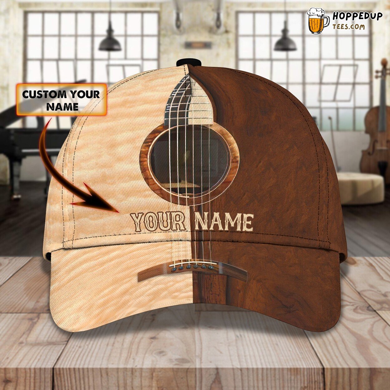 3D Classic Cap Guitar Strings Personalized Name Unique Music Hat