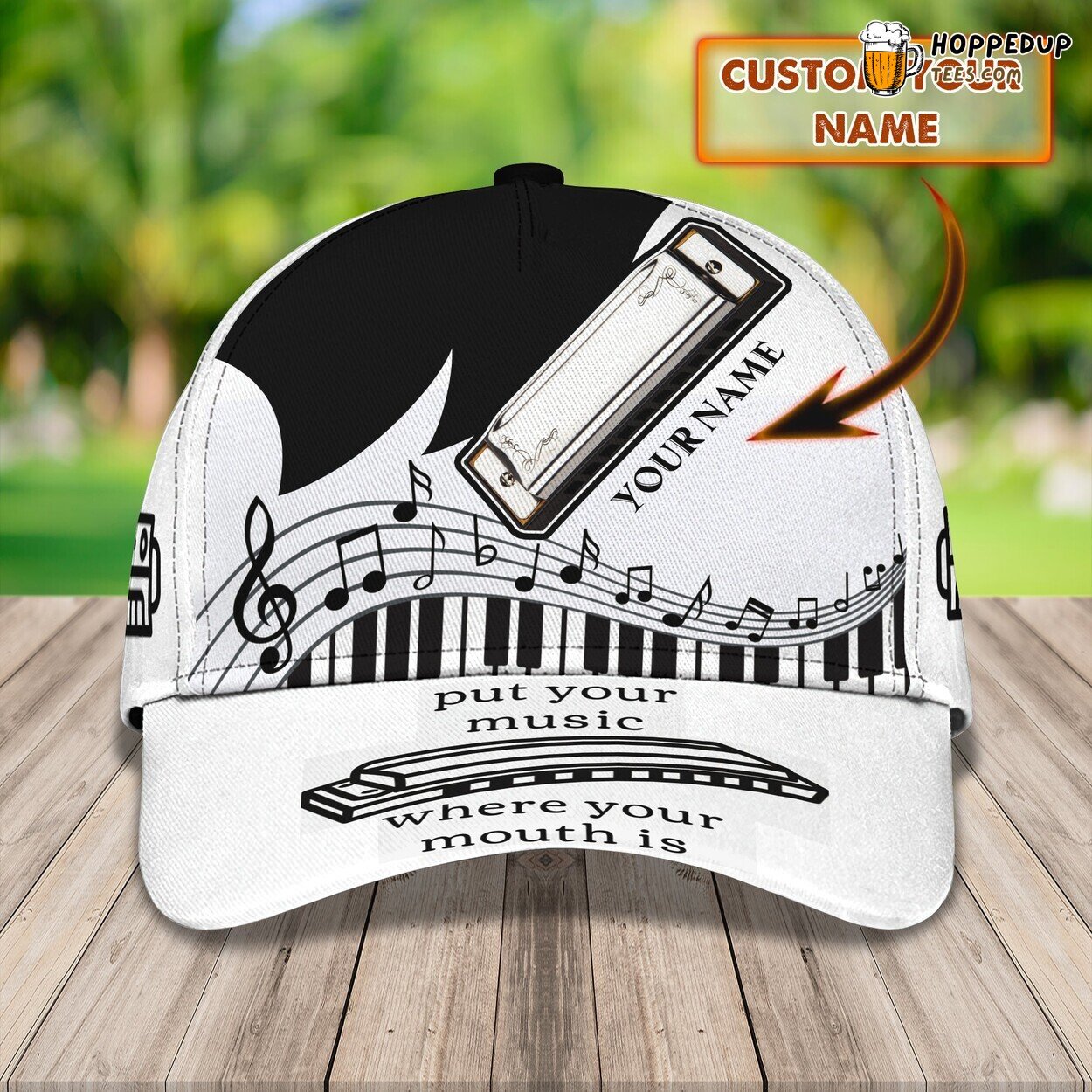 3D Classic Cap Harmonica Blues Personalized Name Hat Enthusiast Design