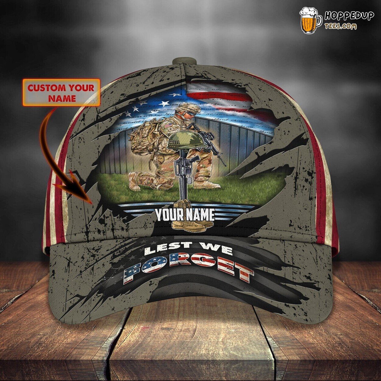 3D Classic Cap Honoring All Veterans Personalized Name Hat Unique Design