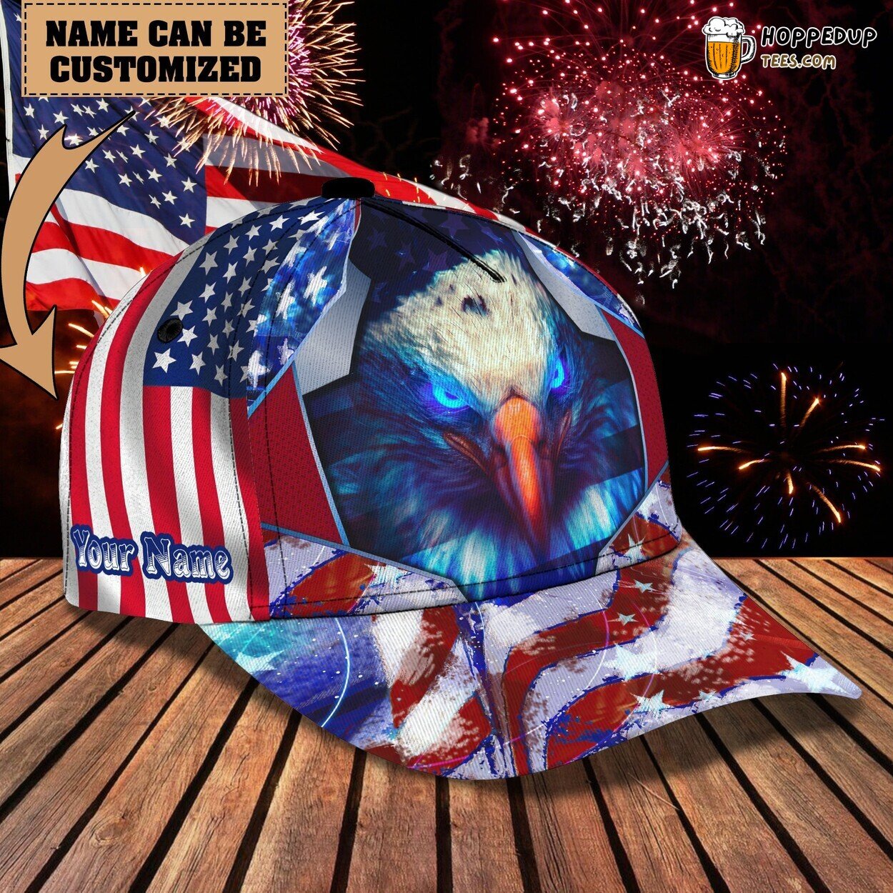 3D Classic Cap Honoring American Eagle Personalized Name Distinctive Hat