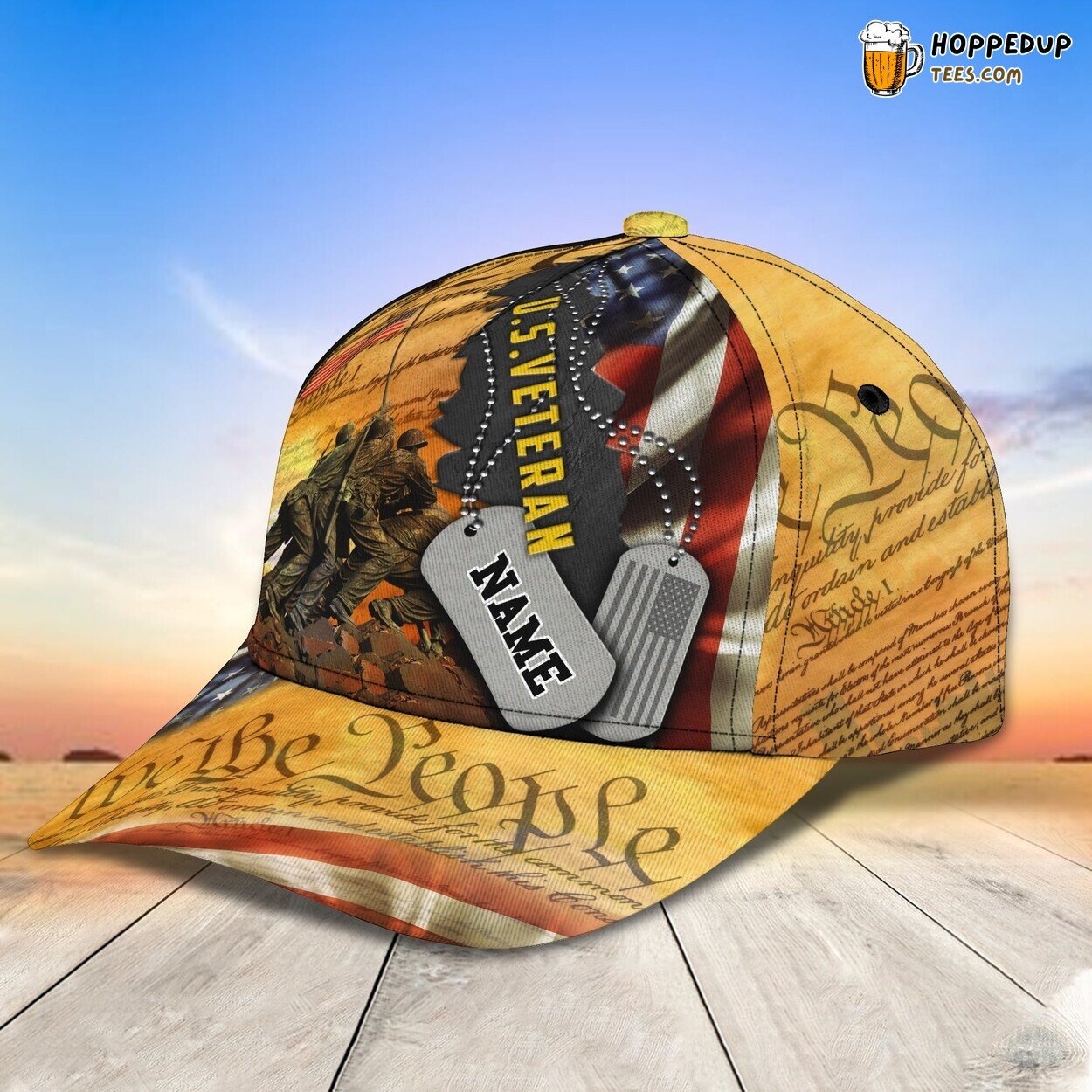 3D Classic Cap Honoring American Veterans Personalized Name Hat Unique Design