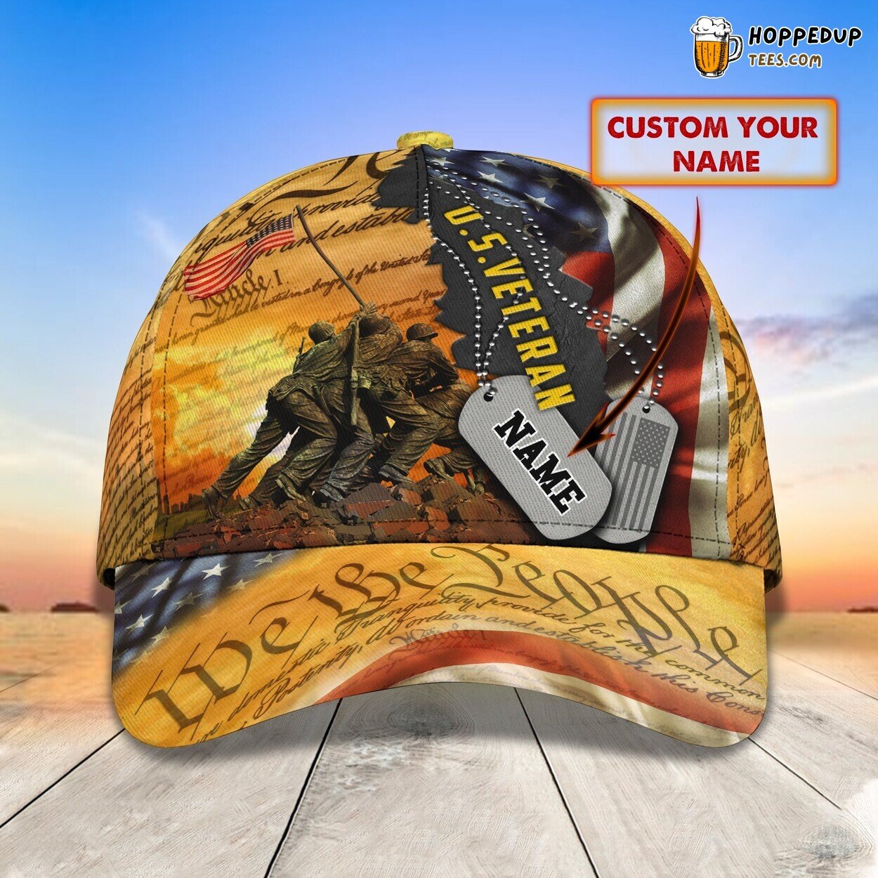 3D Classic Cap Honoring American Veterans Personalized Name Hat Unique Design