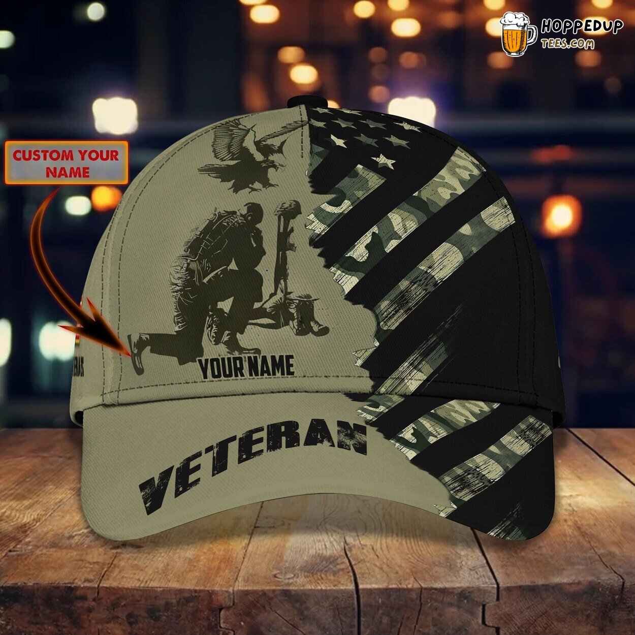 3D Classic Cap Honoring Brave Veteran Personalized Name Hat Design