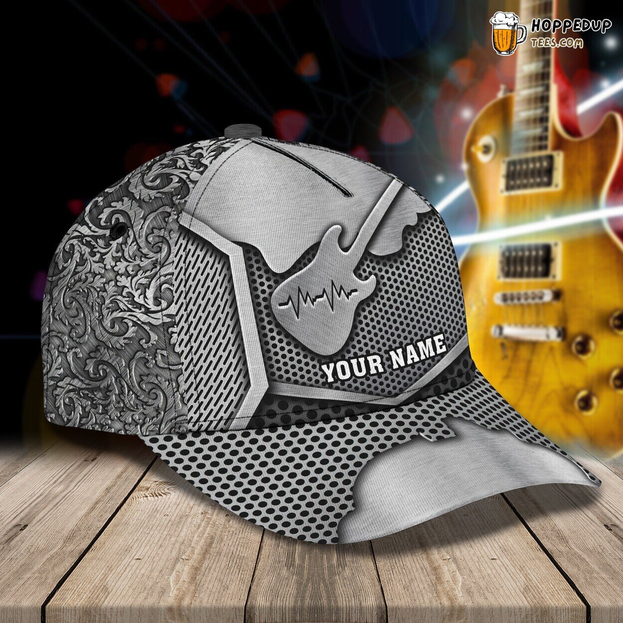 3D Classic Cap Honoring Guitar Music Personalized Name Unique Hat Design