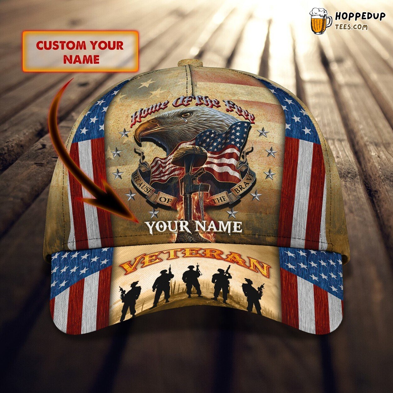 3D Classic Cap Honoring Our Brave Veterans Personalized Name Hat Tribute