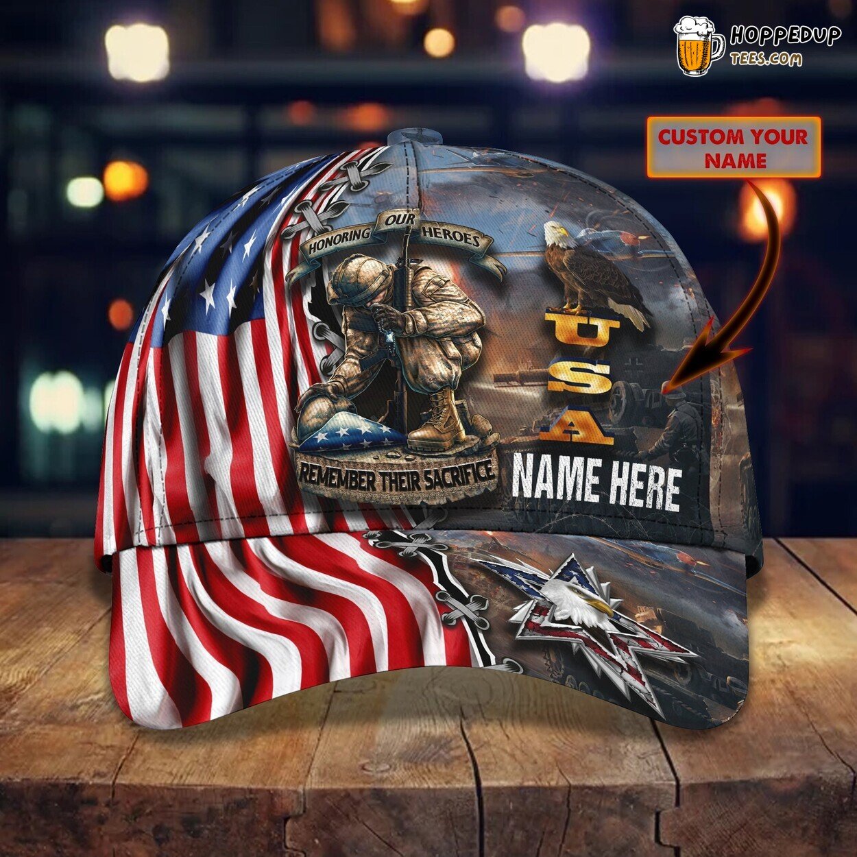 3D Classic Cap Honoring Our Heroes Personalized Name Unique Hat Design