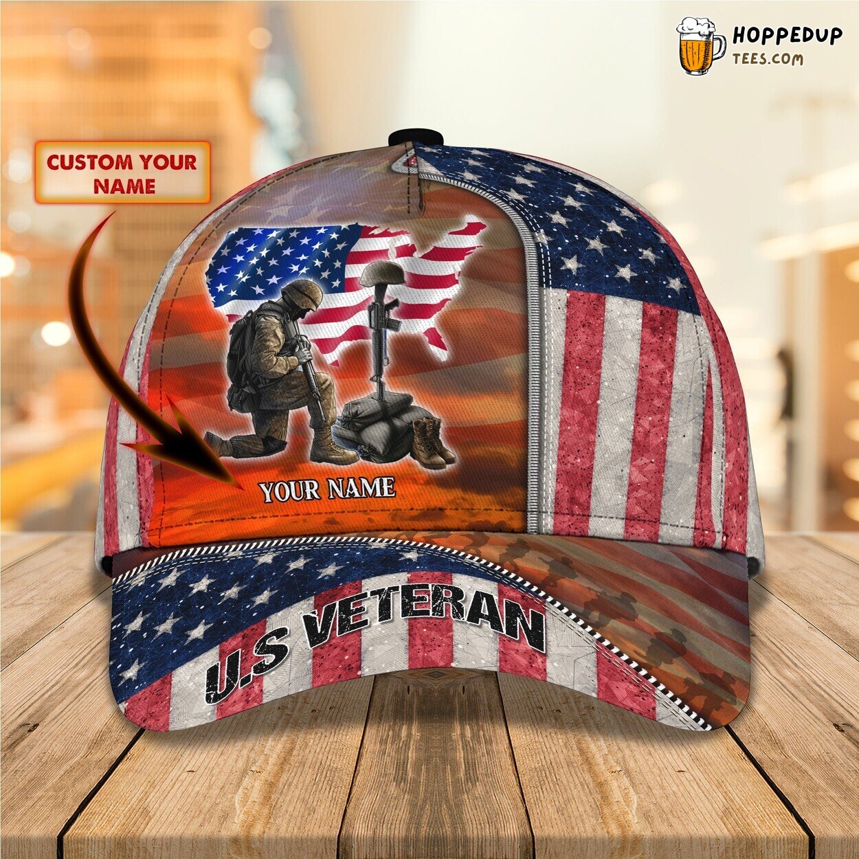 3D Classic Cap Honoring Our Veterans Personalized Name Classic Hat Design Series