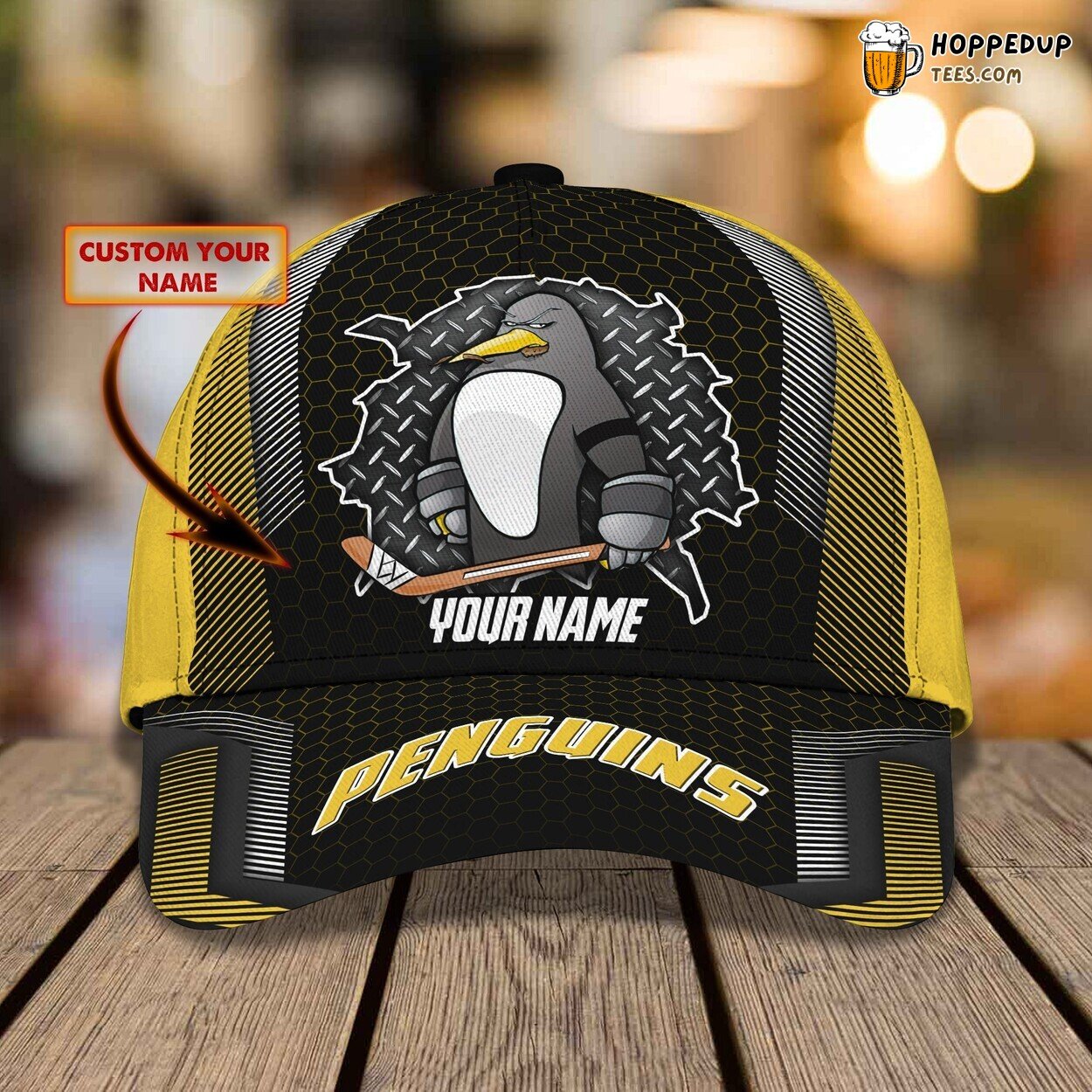 3D Classic Cap Honoring Pittsburgh Penguins Personalized Name Hat Design Series