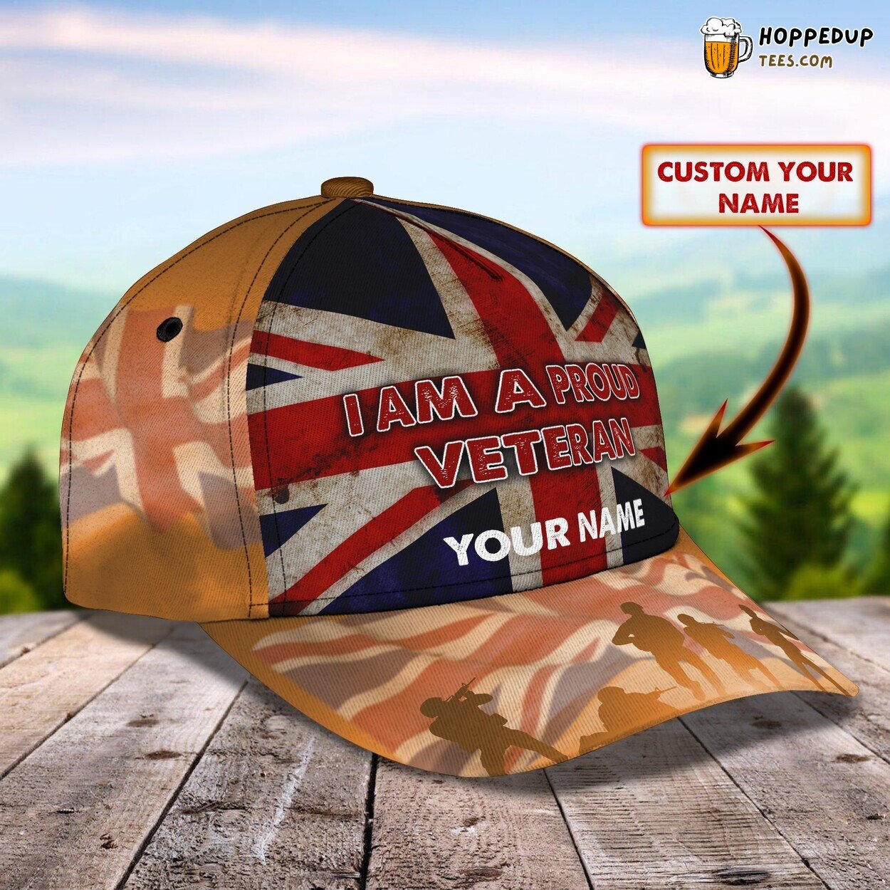 3D Classic Cap Honoring Proud Veterans Personalized Name Hat Design Series