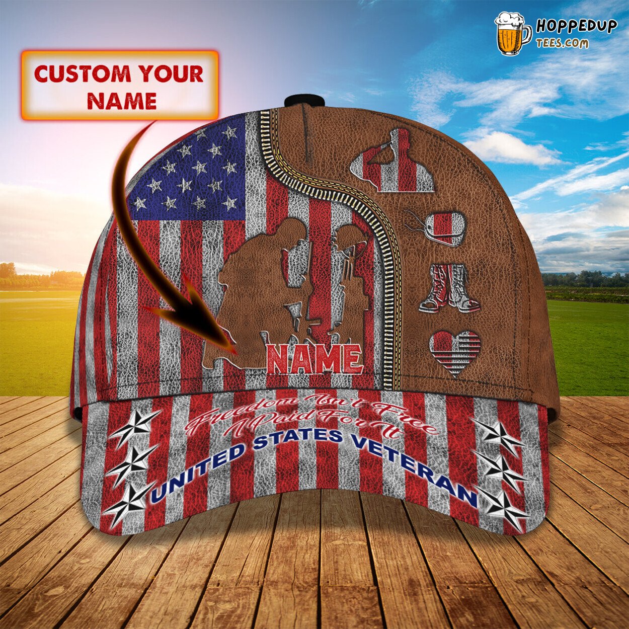 3D Classic Cap Honoring US Veterans Personalized Name Hat Design Series