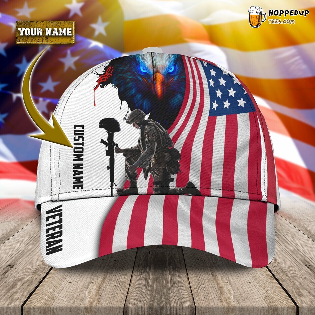 3D Classic Cap Honoring Veteran Tad Personalized Name Hat Unique Series