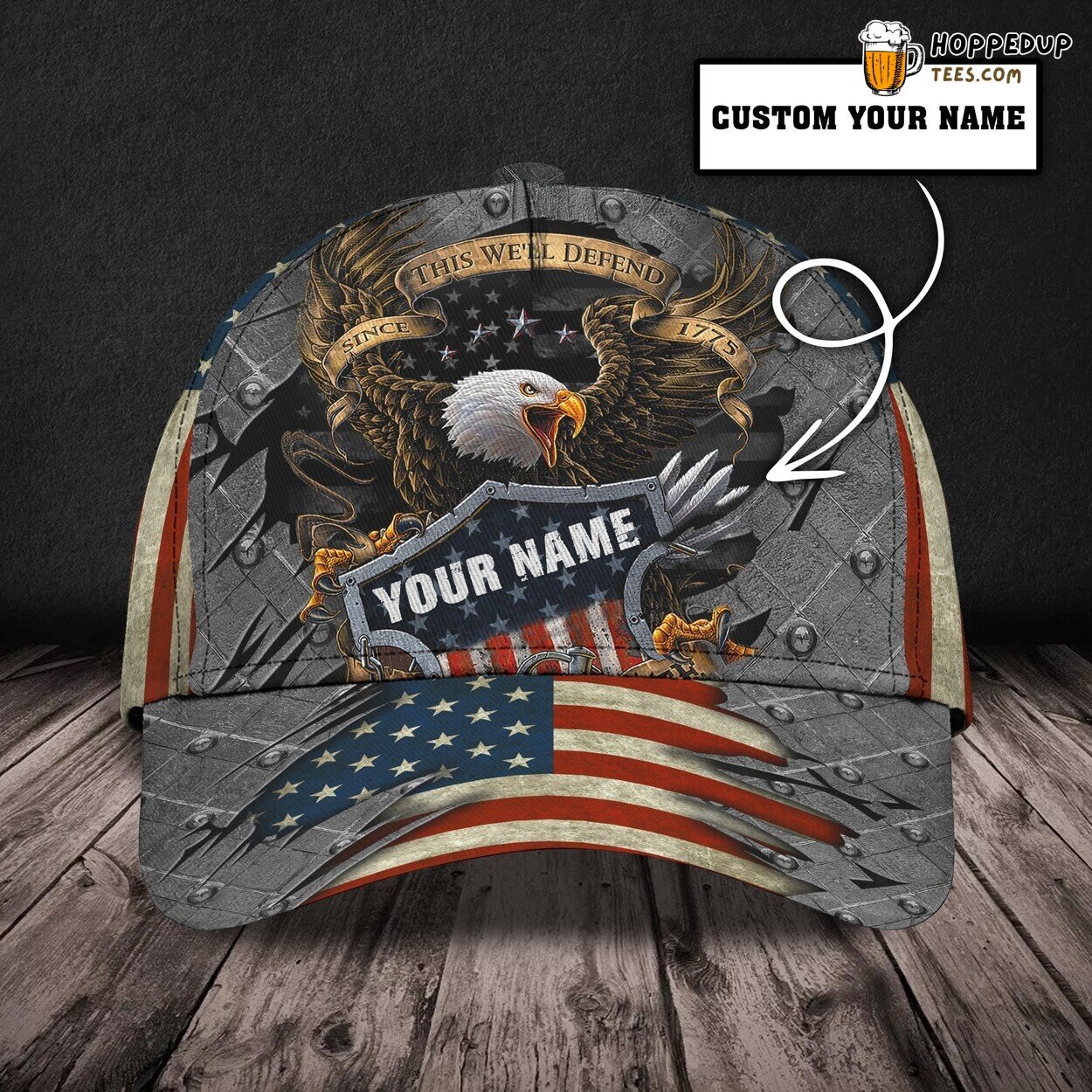 3D Classic Cap Honoring Veteran Unique Personalized Name Design Cap
