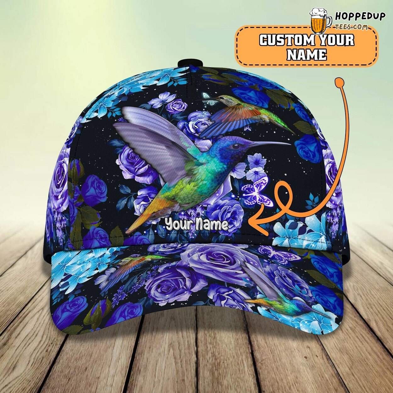 3D Classic Cap Hummingbird Beauty Flight Personalized Name Classic Hat Design