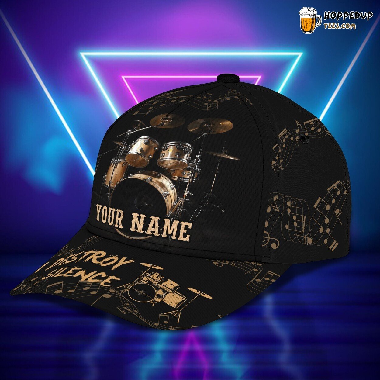 3D Classic Cap I Destroy Silence Drummer Personalized Name Hat Tribute 3D Classic Cap I Destroy Silence Drummer Personalized Name Hat Tribute