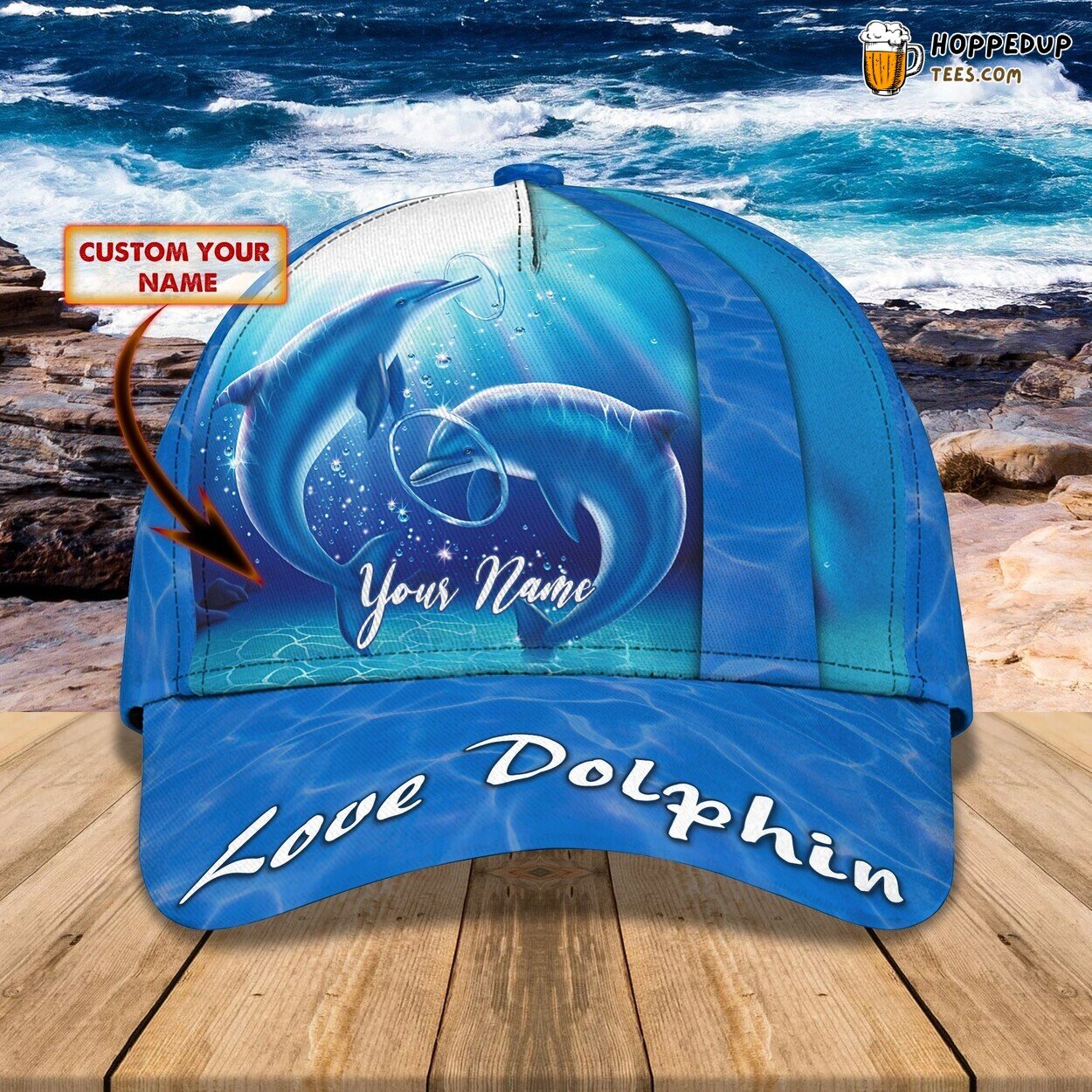 3D Classic Cap Love Dolphins Ocean Personalized Name Unique Hat Experience